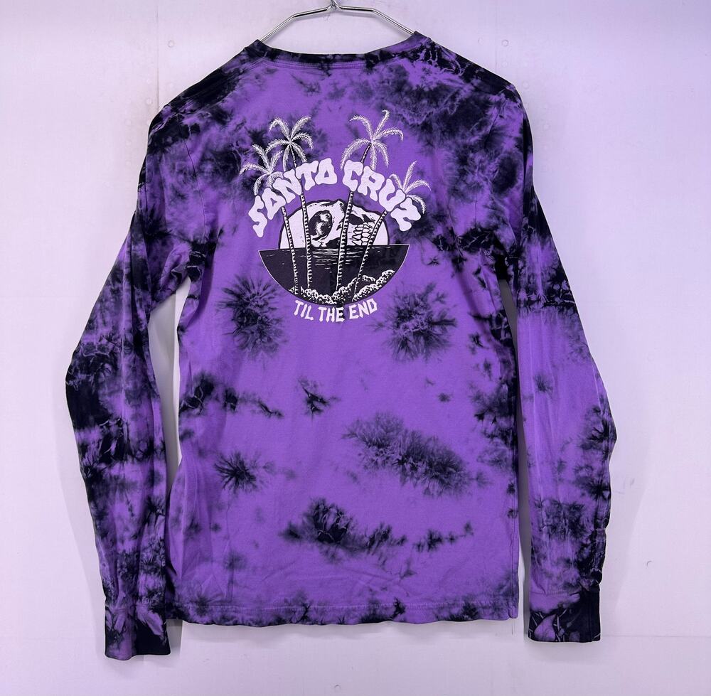 Santa Cruz Skateboards LS Purple Black Tie Dye Size Medium